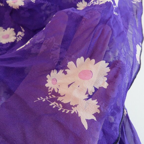 VINTAGE ANNA SUI 100% Silk Purple Ditsy Floral Draped Dress Y2K - Size US 2 - Picture 5 of 15